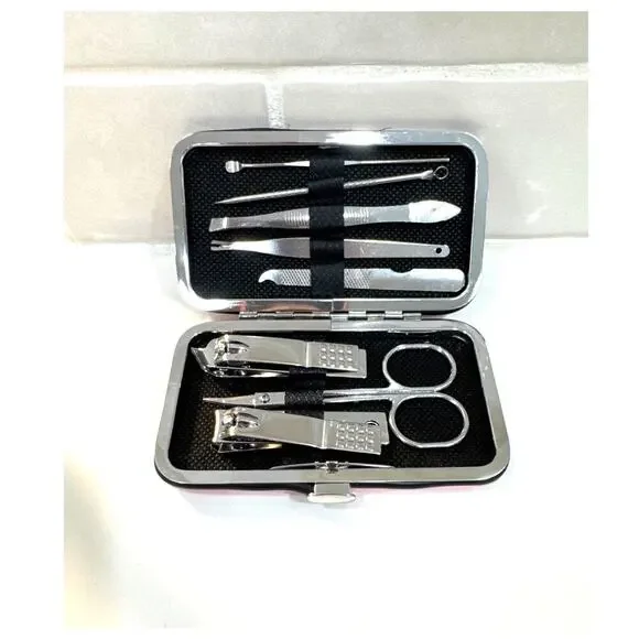 Nails Manicure Travel 8pc Mini Grooming Set Scissors Clippers Hard Case - Picture 2 of 6